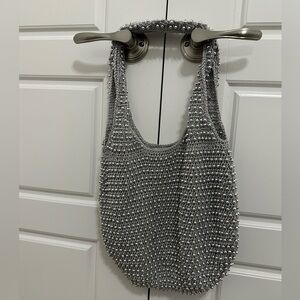 ✨ SILVER DISCO BEADED CROCHET HOBO BAG 💿